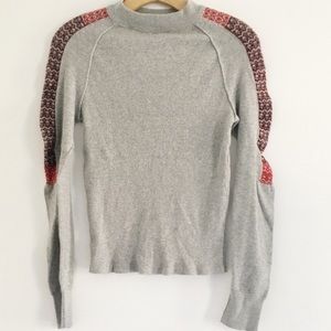 Free People Embroidered Knit Long Sleeve Top